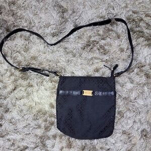 Tommy Hilfiger Black Patterned Bag with Gold Accent